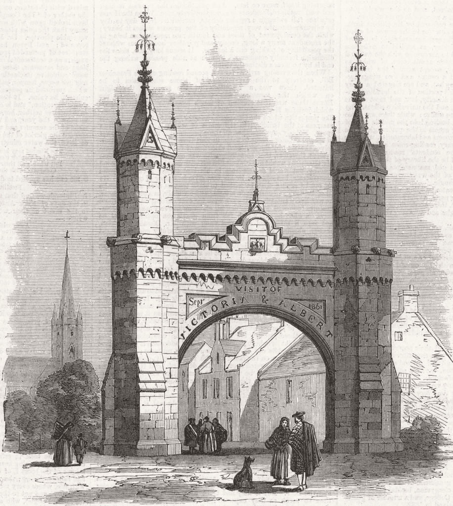 SCOTLAND. Memorial arch, Fettercairn, Kincardineshire 1866 old antique print
